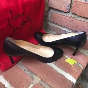 Christian Louboutin Simple Black Leather Pumps